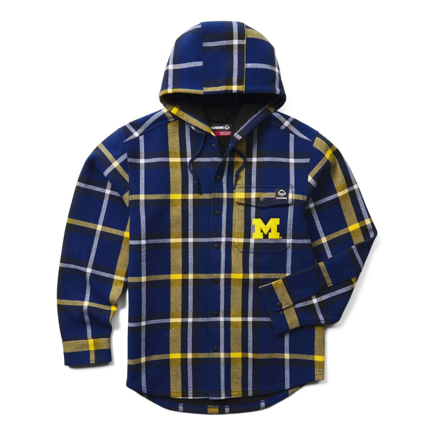 wolverine x university of michigan handsäge hooded flannel shirt-jac