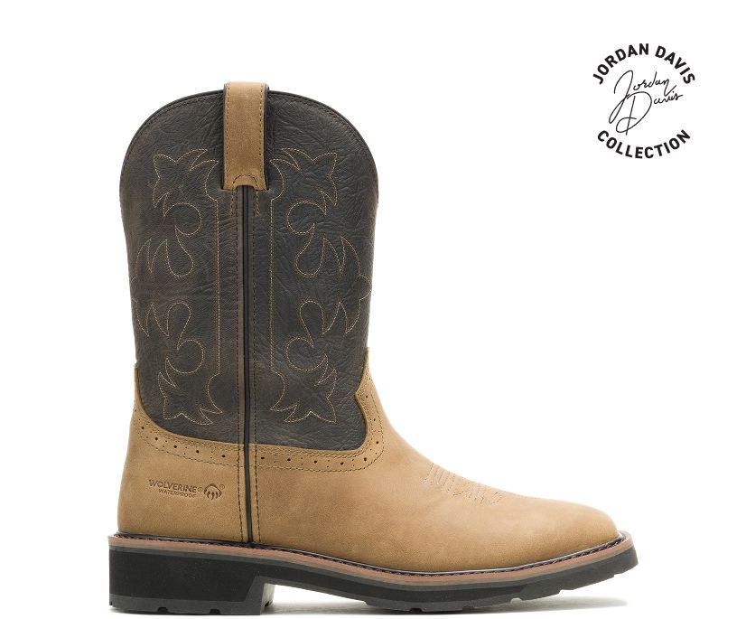 wolverine x jordan davis rancher fleur-de-lis-soft-toe waterproof wellington