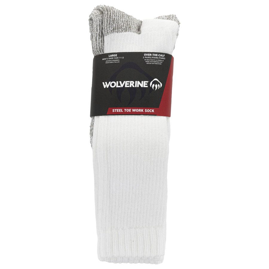 2-pk steel-toe cotton over-the-calf sock